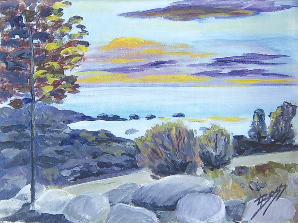 Sunset at North Pointe on Lake Michigan-Original Painting - Linda Boss ...
