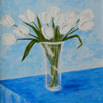 A Vase of White French Tulips Note Card
