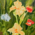 Apricot Iris Plein Air Painting by Linda Boss