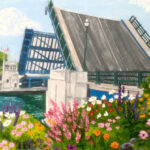 Charlevoix Bridge Garden Magnet by Linda Boss Fine Art
