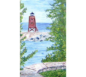 Charlevoix Lighthouse Magnet by Linda Boss