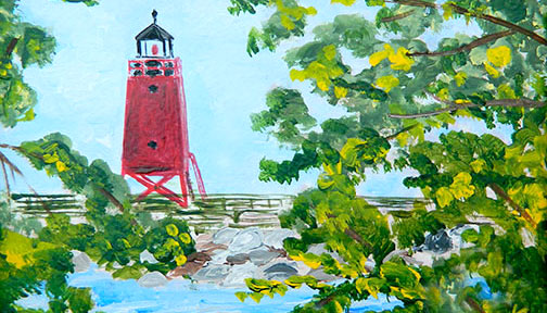 Lighthouse Through the Trees
