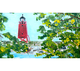 Lighthouse Through the Trees