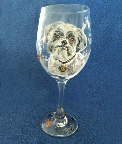 Shi-Zu Mix on White Wine Glass