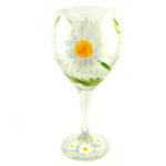 Daisy - Hand Painted Wine Glass by Linda Boss