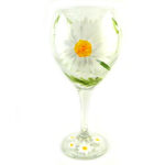 Daisy Hand Painted Wine Glass by Linda Boss