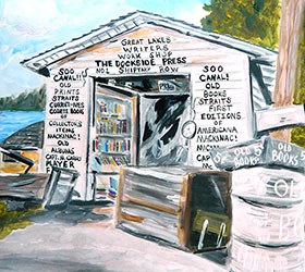 Dockside Press of Charlevoix Print by Linda Boss