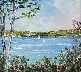 Lake Michigan Garden Original Painting by Linda Boss