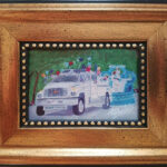 The Charlevoix Petunia Truck Mini Print Framed by Linda Boss Fine Art