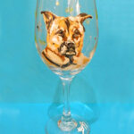 Chow/Pittie Mix on White Wine Glass
