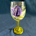 It's A Tulip Party! Purple Wine Glass by Linda Boss
