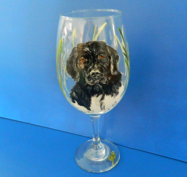 Stabyhoun on White Wine Glass